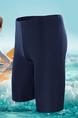 Blue Adjustable Waist Printed Trunks Plus Size Nylon Swim Shorts Swimwear
