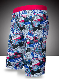 Colorful Trunks Printed Plus Size Polyester Swim Shorts Swimwear