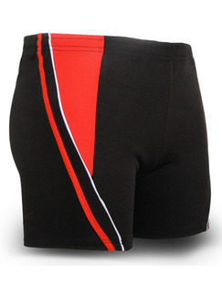 Black and Red Trunks Contrast Plus Size Polyester Swim Shorts Swimwear
