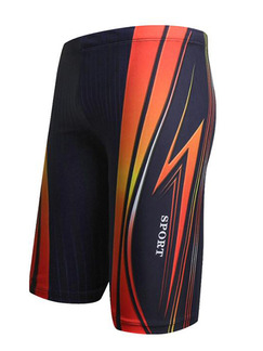 Blue and Orange Red Located Printing Trunks Nylon Swim Shorts Swimwear