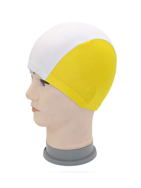 White and Yellow Adults Unisex Contrast Cap Swimwear for Swimming