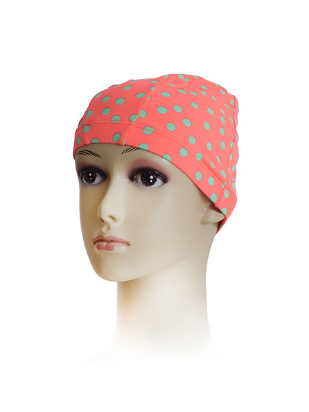 Pink Polka Dot Women Contrast Wave Point Cap Swimwear for Swimming Snorkeling