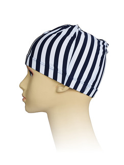 Black and White Adults Unisex Contrast Stripe Cap Swimwear for Swimming