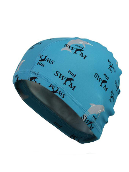 Blue Children Printed Cap Swimwear for Swimming