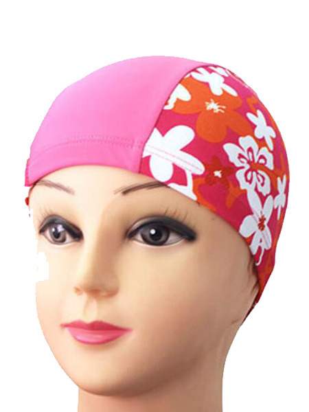 Pink Colorful Girl Located Printing Cap Swimwear for Swimming