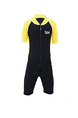 Black and Yellow Children Common Siamese Contrast Linking Stand Collar Jumpsuit Swimwear for Swimming Snorkeling