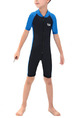 Blue and Black Boy Siamese Contrast Linking Stand Collar Jumpsuit Swimwear for Swimming Snorkeling
