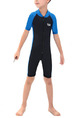 Blue and Black Boy Siamese Contrast Linking Stand Collar Jumpsuit Swimwear for Swimming Snorkeling