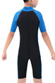 Blue and Black Boy Siamese Contrast Linking Stand Collar Jumpsuit Swimwear for Swimming Snorkeling