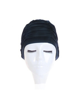 Black Women Long-Hair Ear Protection Cap Swimwear for Swimming