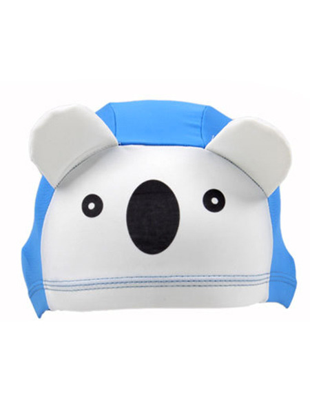 White and Blue Children Common Cartoon Contrast Cap Swimwear for Swimming