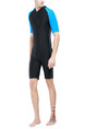 Black and Blue Men Plus Size Contrast Stand Collar Jumpsuit Swimwear for Swimming Diving