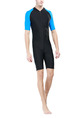 Black and Blue Men Plus Size Contrast Stand Collar Jumpsuit Swimwear for Swimming Diving