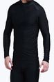 Black Men Plus Size Slim Shark Skin Round Neck Rashguard Swimwear for Swimming Surfing