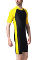 Black and Yellow Plus Size Tight Contrast Sun Protection Stand Collar Jumpsuit Men Swimwear for Swimming Diving