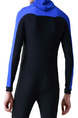 Blue and Black Plus Size Tight Contrast Hooded Trample Jumpsuit Swimwear for Swimming Diving