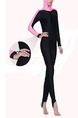 Pink and Black Women Plus Size Contrast Tight Hooded Trample Jumpsuit Swimwear for Swimming Diving