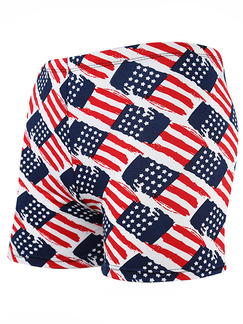 Blue White and Red Plus Size Contrast US Flag Swim Shorts Swimwear for Swimming