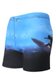 Blue and Black Plus Size Contrast Located Printing Swim Shorts Swimwear for Swimming