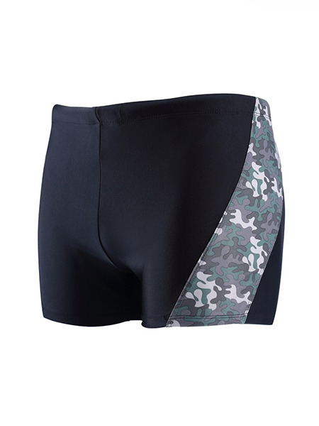 Black Plus Size Linking Camouflage Side Quick Dry Swim Shorts Swimwear for Swimming