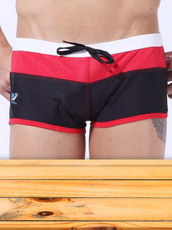 Black and Red White Contrast Band Swim Shorts Swimwear for Swimming