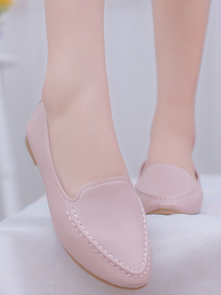 Pink Leather Pointed Toe Platform 1cm Flats
