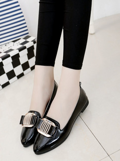Black Leather Pointed Toe Platform Low Heel 1cm Heels
