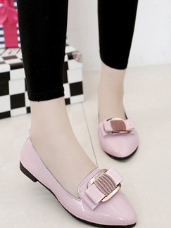 Pink Leather Pointed Toe Platform Low Heel 1cm Heels