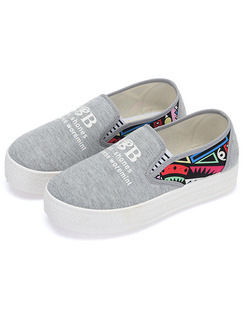 Grey and White Colorful Canvas Round Toe Platform 3cm Rubber Shoes