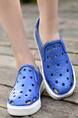 Blue and White Leather Round Toe Platform 3cm Sandals