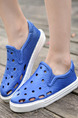 Blue and White Leather Round Toe Platform 3cm Sandals