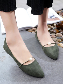 Green Suede Pointed Toe Platform 1.5cm Flats