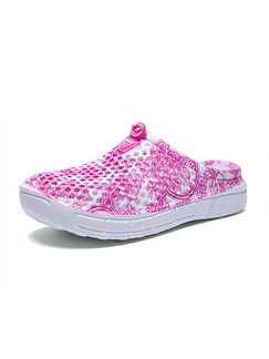 Pink and White Plastic Round Toe Platform 3cm Sandals