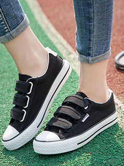 Black and White Canvas Round Toe Platform 2cm Rubber Shoes