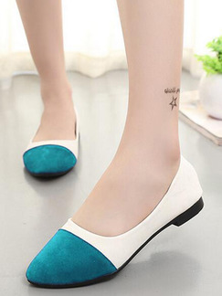 White and Green Suede Round Toe Platform 1.5cm Flats