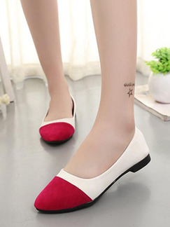 White and Red Suede Round Toe Platform 1.5cm Flats