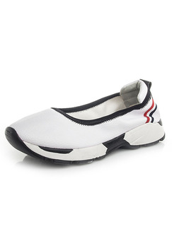 White and Black Leather Round Toe Platform 3cm Rubber Shoes