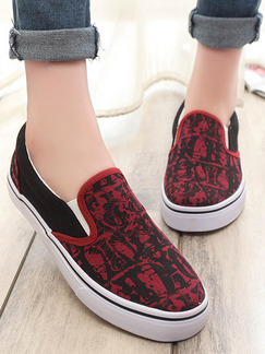 Red Black and White Canvas Round Toe Platform 2cm Rubber Shoes