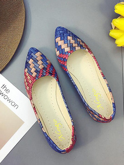 Colorful Leather Pointed Toe Platform 1cm Flats
