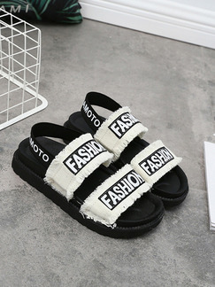 Black and White Canvas Open Toe Platform 3.5cm Sandals