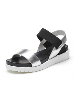 White Black and Silver Leather Open Toe Platform Ankle Strap 4cm Sandals