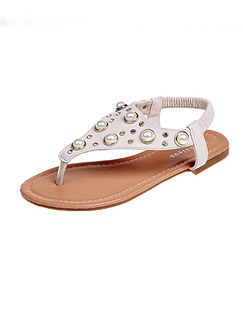 Beige and Brown Leather Open Toe Platform 2cm Flats for Casual Beach