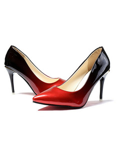 Red Black Leather Pointed Toe Platform 10cm Stiletto Heels for Office Evening Party Cocktail