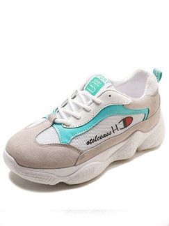 White Gray Colorful Polyester Round Toe Platform 3cm Lace Up Rubber Shoes for Casual Sporty