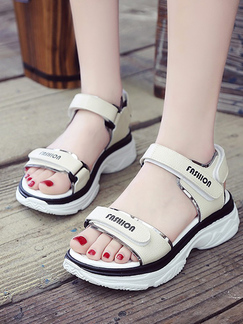 White Leather Open Toe Platform 5cm Sandals for Casual