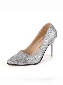 Silver Leather Pointed Toe Platform 9cm Stiletto Heels for Party Evening Cocktail