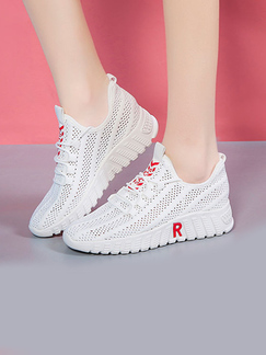 White Canvas Round Toe Lace Up Rubber Shoes