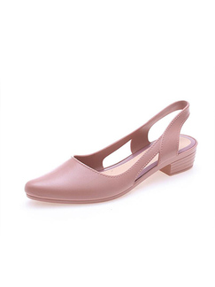 Pink Pointed Toe Ankle Strap Low Chunky Heel Shoes