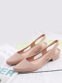 Pink Pointed Toe Ankle Strap Low Chunky Heels Shoes