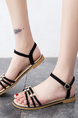 Black and Brown Open Toe Ankle Strap Sandals Shoes